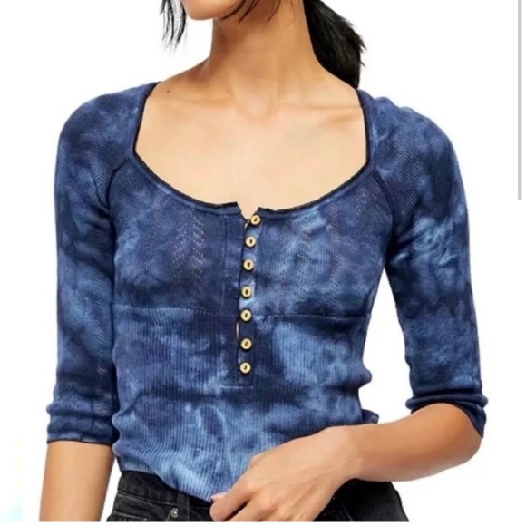 Free People Tops - Free People Indigo Rory Henley Pointelle Top. Sz. S.